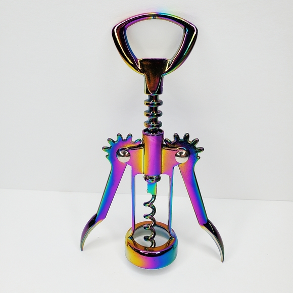 Iridescent Rainbow Dichroic Oil Slick Color Shift Wine Bottle Opener Bar Tool - Picture 5 of 11